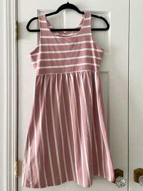 Dusty pink and white tank maternity dress/ knee length